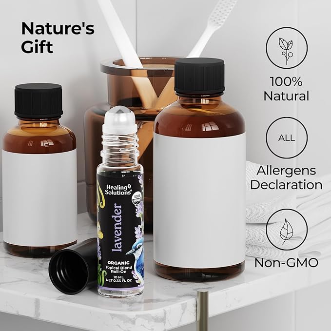 Healing Solutions – Lavender Essential Oil, Roll on Perfume, Essential Oil Roller – 10ml