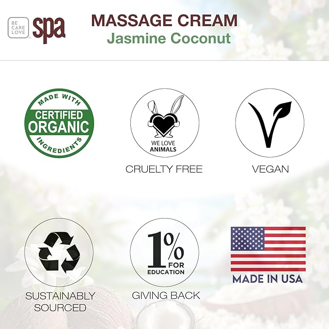 Be Care Love (BCL) Spa Massage Creams (16 fl oz, Jasmine & Coconut)