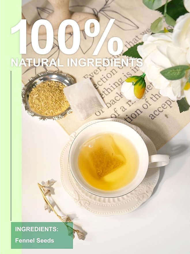 TeeLux Fennel Tea Bags, Pure & Natural Fennel Seeds Herbal Tea, Smooth & Light Spicy Flavor, Caffeine Free, 100 Count