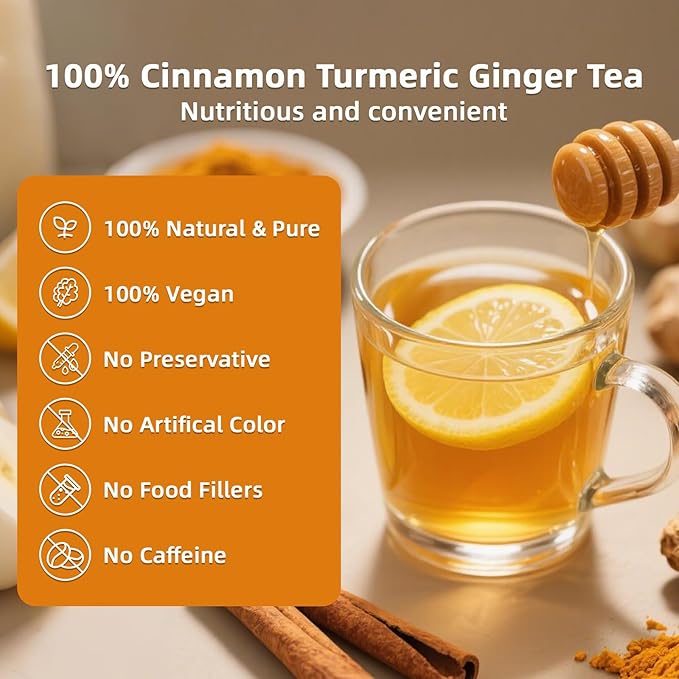 110 Bags Premium Turmeric, Ginger, Cinnamon Blend Tea, Upgraded Version. Improve Digestion, Support Brain, Weight, Skin and Sleep.100% Natural & No Additives & Caffeine Free.