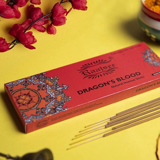 Raajsee Dragon Blood Incense Sticks 100 Gm Pack-100% Pure Organic Natural Hand Rolled Free from Chemicals-for Church,Aroma Therapy,Relaxation,Meditation & Sensual Therapy