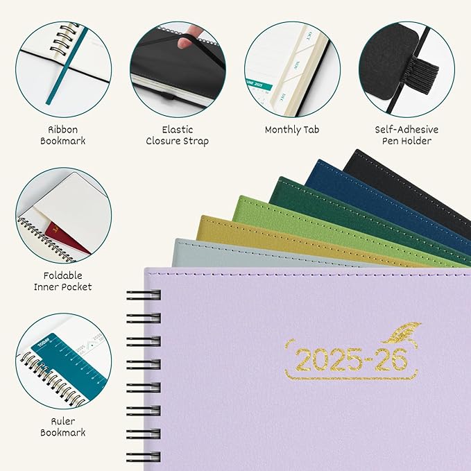 BEZEND 2026 Planner Weekly and Monthly (8.5" x 11"), Large 2-Column Calendar Book (Jul 25-Dec 26), Dual Schedule for Daily Appointment, Easy Track Tabs, Spiral, PU Leather Softcover, Prussian Blue