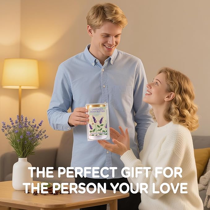 Lavender Body Butter, Natural Shea Body Butter for Dry Skin, Womens and Mens Body Care, Body Care for Deep Moisturizing and Hydrating-3.4 floz+6.8 floz