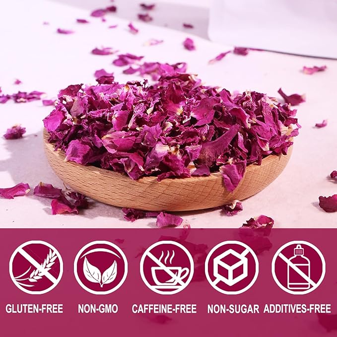 Jarteela - Dried Rose Petals Culinary- Natural Edible Rose Petals, 2oz - Food Grade Flower Petals - Non-GMO Tea - Perfect for Soap, DIY, Tea & Baking
