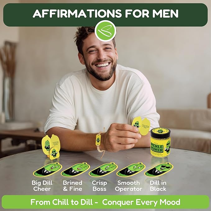 Funny Affirmation Cards For Men - Positive Pickle Gifts Ideas, Motivational Gifts For Men Husband Coworkers, Inspirational Cards With Quotes, Jar Of Encouragement Card For Office Desk Decor
