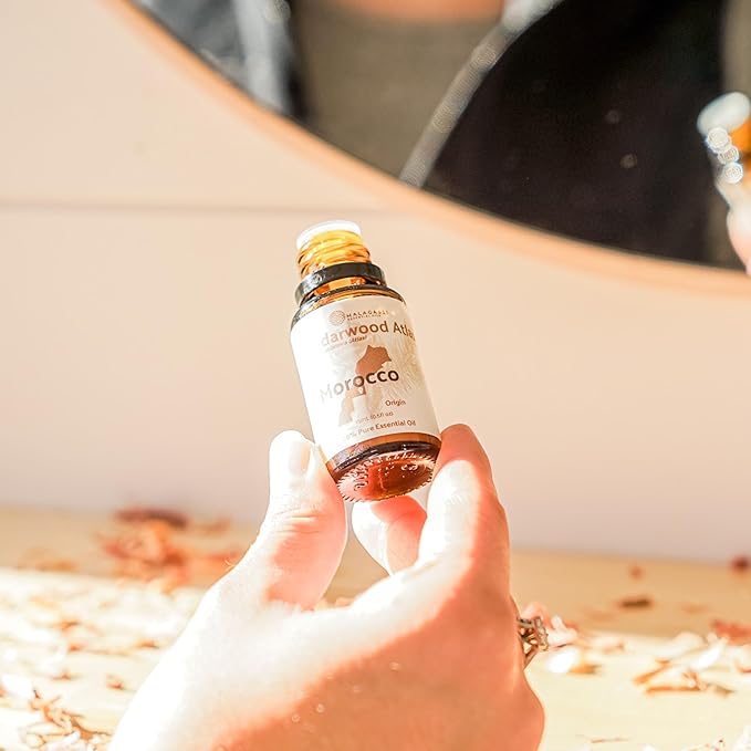 Cedarwood Atlas Essential Oil - Direct from Morocco Forests - Steam Distilled - Cedro del Atlas for Aromatherapy, Massage, Diffuser, DIY Candle and Soap Making - 8oz