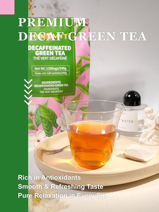 HYNTMYT Decaffeinated Green Tea Bags, Pure CO₂ Decaf Green Tea, Refreshing & Smooth Taste, Unsweetened, 120 Count