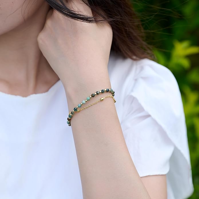 Farfume Crystal Bracelet Beaded Bracelets for Women 4mm Natural Stone Beads Gemstone Handmade Anxiety Jewelry Gifts