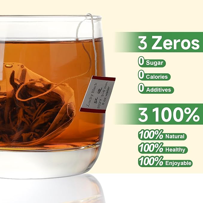 GTGLOTRA Full-Leaf Loose Black Tea, 24 Pyramid TeaBags(4 Pack), Easy Brew, Spring Harvest, Caffeine Alternative to Coffee, 100% Natural, Low Caffeine, Biodegradable Whole Leaf Tea Sampler, Office Reception,Family Party &Gifts