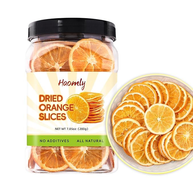 Haomly Dried Orange Slices,7oz(200g), Dehydrated Orange Slices,Natural Dehydrated Oranges For Cocktails for Cocktails/Decor/Candles/Crafts/Cakes/Tea,No Sugar Added,Orange Slices