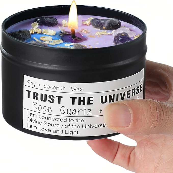 Healing Candles, Manifestation Candles, Magical Gifts, Energy, Chakras, Law of Attraction, Gifts to Empower Women, Birthday Gifts, Graduation Gifts, Emotional Support. (TRUST THE UNIVERSE)