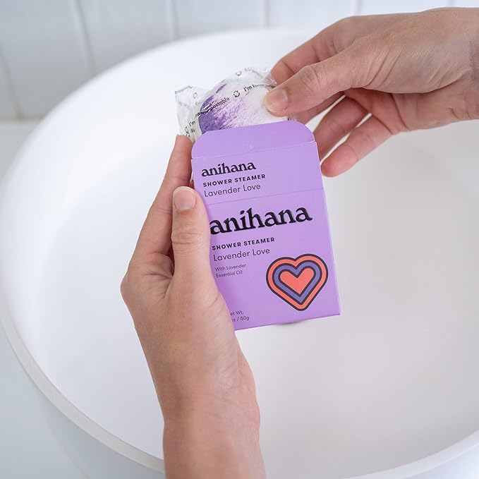 ANIHANA Shower Steamers 4 Pack with Lavender Essential Oils, Paraben Free, Cruelty Free, Refreshing Lavender Love Scent, 1.76 oz Each