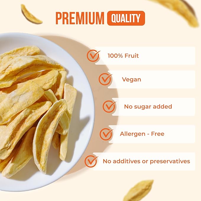 KOTHECHE Freeze Dried Mango, 0.63 oz/Bag (Pack of 4). No Sugar Added, Healthy Snack - Low Calorie Fruit Chips -Gluten Free, Vegan Snack - Dehydrated Crispy Mango in Resealable Bag, Low Carb Superfood for Kids and Adults