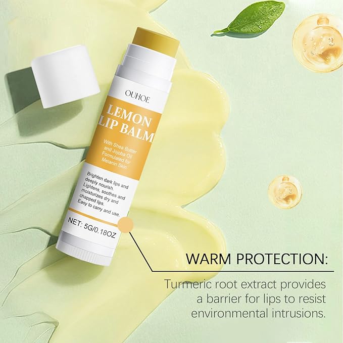 Lemon Lip Balm,Vitamin C Lip Moisturizing Balm for Dark Lips—Prevents Dry,Reduces Lip Lines,Organic Turmeric Lip Balm—Lip Exfoliator Scrub for Lip Softening & Hydration (2Pcs)