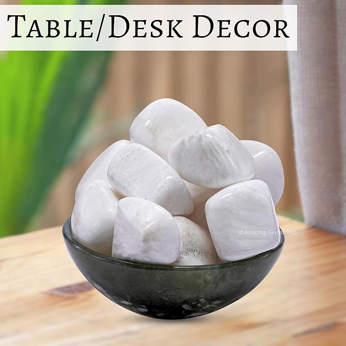 Amazing Gemstone Scolecite Crystals and Healing Stones Tumbled - 1 oz Scolecite Stone Gem Stones, Natural Healing Stones for Energy Balance, Stress Relief - Premium Polished Gems Rocks for Meditation