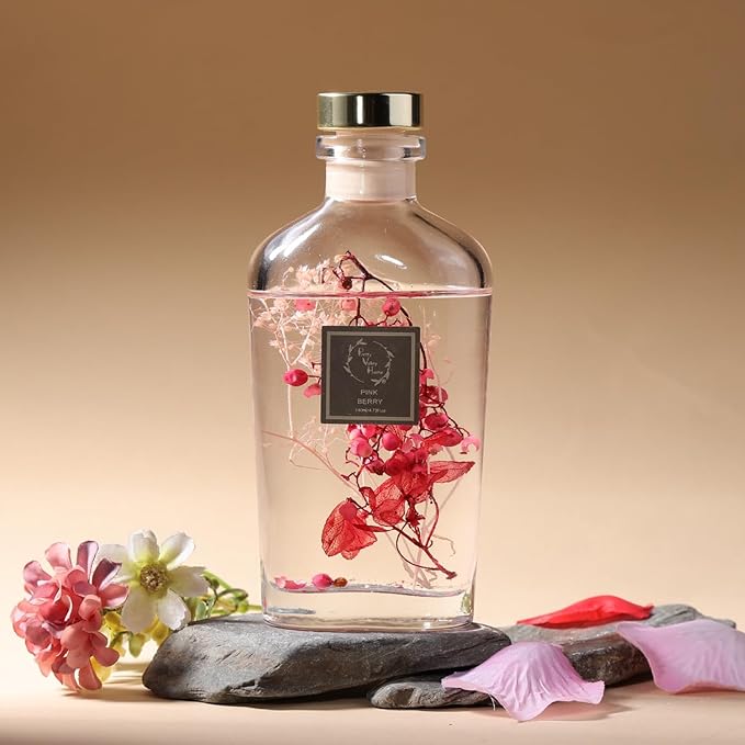 Reed Diffuser Set, Pretty Valley Home Diffuser 140Ml / 4.73 fl OZ Gift Box - Includes Reed Diffuser Sticks, Long Lasting Fragrance Oil and Glass Bottle for Office Living Room Decor (Pink Berry)