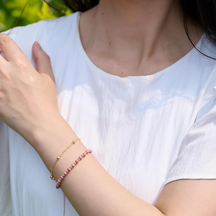 Farfume Crystal Bracelet Beaded Bracelets for Women 4mm Natural Stone Beads Gemstone Handmade Anxiety Jewelry Gifts