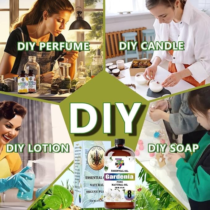 Gardenia Essential Oil (8 oz / 240 ml) – Gardenia Oils for diffusers, humidifiers, Home Baths, Cleaning Products, Yoga, DIY Soaps and DIY Scented Candles