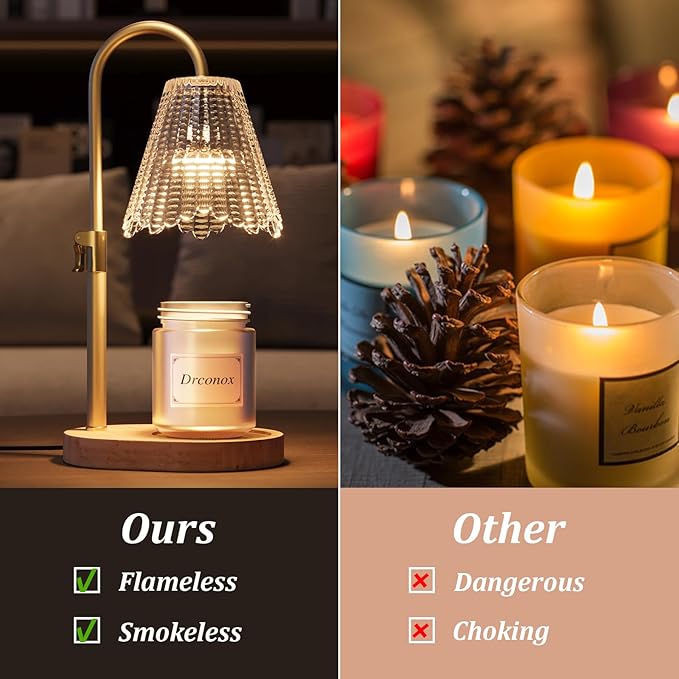 Candle Warmer Lamp with Timer & 4-Level Brightness - Adjustable Height Wax Melt Warmer for Jar Candles, Home Decor Accent, Birthday Gifts for Women (Includes 2 Bulbs)
