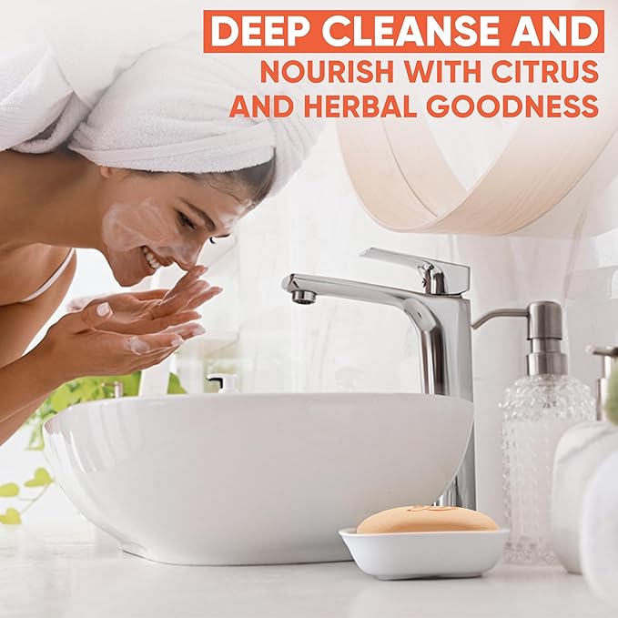 HERBOGANIC Citrus Herbal Soap | Pack of 6 of 5oz soap Bar | Ideal for Men and Women, Soothing and Nourishing Soap for Moisturization