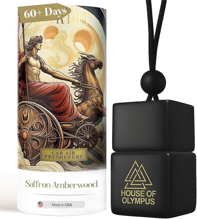 The Golden Chariot Car Air Freshener and Diffuser - 100% Natural Essential Oils - Luxury Car Scent by House of Olympus - Made in USA