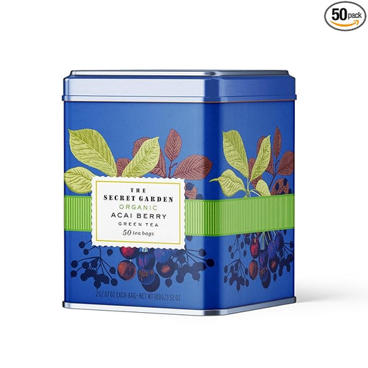 Life Plus Style Gourmet The Secret Garden Organic Acai Berry Green Tea 50 Bags Antioxidant Rich Herbal Tea Blend Supports Energy Wellness and Stress Relief Fruity Flavor Caffeine Boost