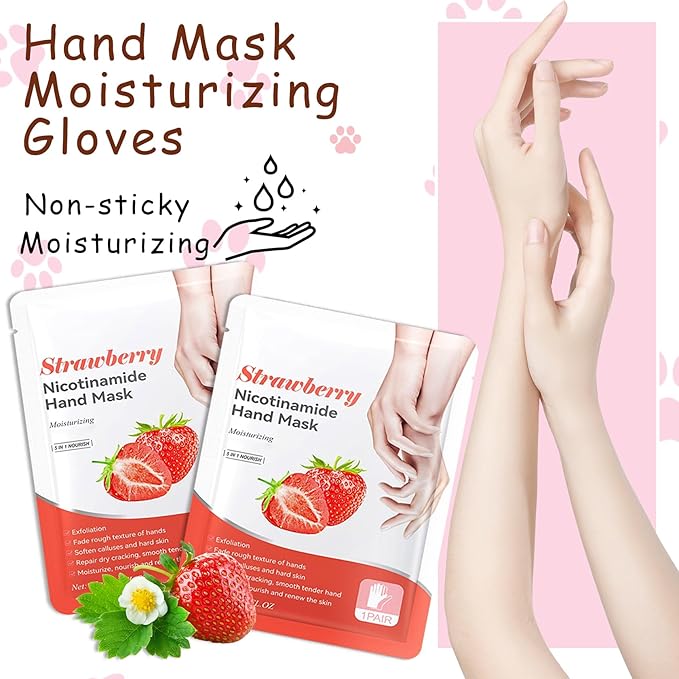 Hand Masks, 6 Pairs Hydrating Exfoliating Hand Peeling Mask, Smooth Hand Masks Moisturizing Gloves Overnight for Dry, Rough, Cracked Hands, Hand Skin Moisturizer Glove for Women Men（F