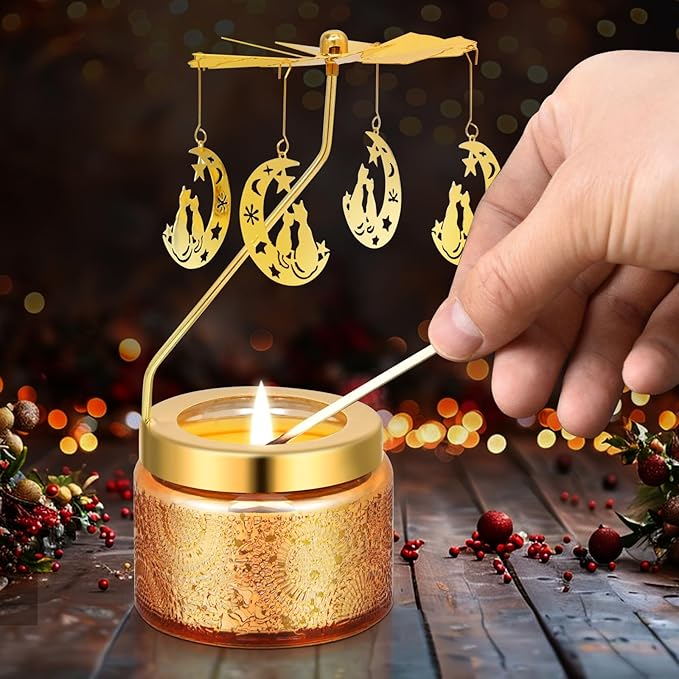 Cat Rotating Scented Candles Gift Set for Birthdays, Christmas, Thanksgiving, or As A Unique Present for Your Mom, Sister, Girlfriend, Colleagues, Friends, or A Dear Friend