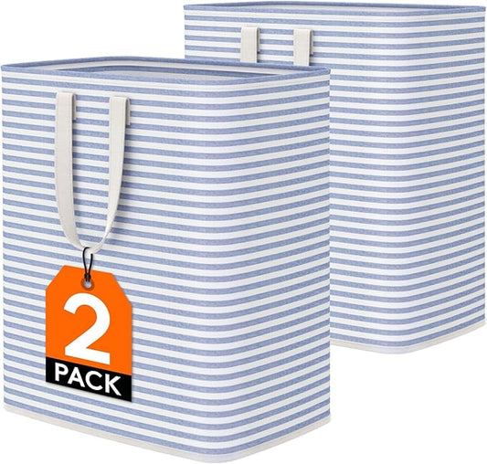 Lifewit 2 Pack Laundry Hamper Large Collapsible Laundry Baskets, Freestanding Waterproof Clothes Hamper with Easy Carry Handles in Laundry Room Bedroom Bathroom College Dorm for Adults, Blue, 2 x 100L