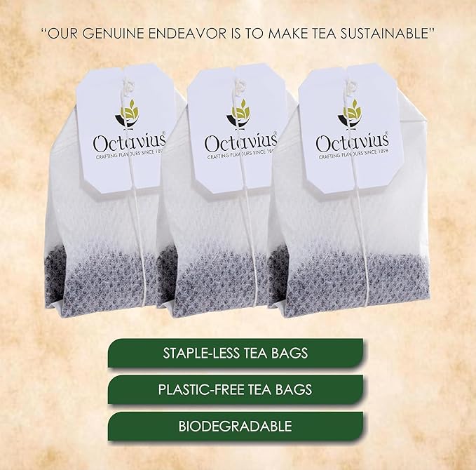 Octavius Lemon Honey Green Tea Bags – Pack of 50 Enveloped Tea Bags | Refreshing & Aromatic Blend with Natural Lemon and Honey | Antioxidant-Rich Green Tea for Detox & Immunity