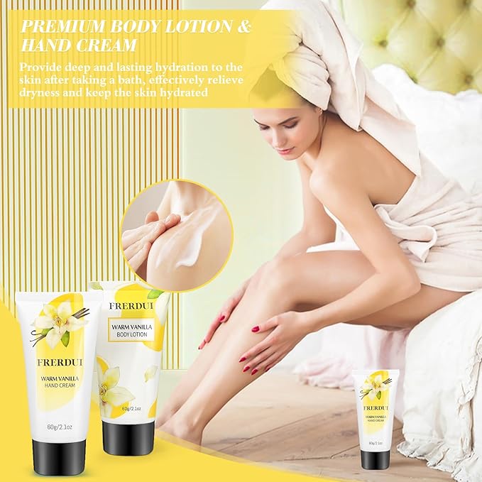 Birthday Gifts for Women, Relaxing Spa Gift Baskets for Women, Warm Vanilla Self Care Bath and Body Gift Set Care Package for Her Wife Mom Female Friends Bestie Sister Mother's Day Gifts