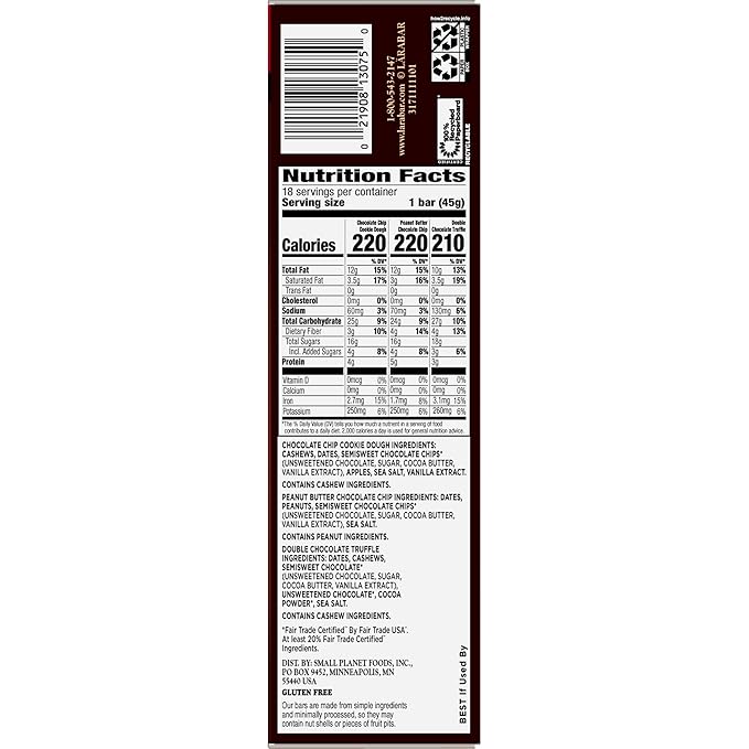 Larabar Chocolate Variety Pack, Fruit and Nut Bars, Gluten Free and Vegan, 28.8 oz, 18 Ct
