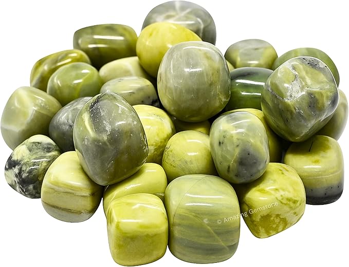 Amazing Gemstone Serpentine Crystals and Healing Stones Tumbled - 1oz Serpentine Stone Gem Stones,Natural Healing Stones for Energy Balance,Stress Relief - Premium Polished Gems Rocks for Meditation