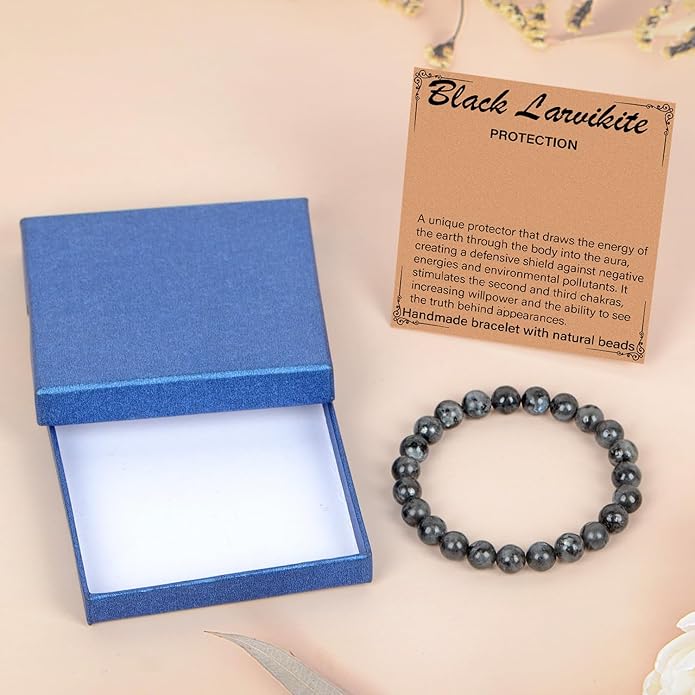 LPBeads Handmade Natural Gemstone Stretch Elastic Bracelet Healing Crystal Round Stone Beads Jewelry Gifts for Women Men