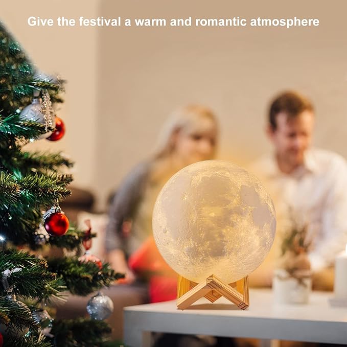 LOGROTATE Moon Lamp, Moon Light Lamps with Time Setting and Stand 3D Printing LED 16 Colors, Hung Up Decorative Night Lights for Baby Kids Friends Lover Birthday Gifts(Diameter 9.6 inch)