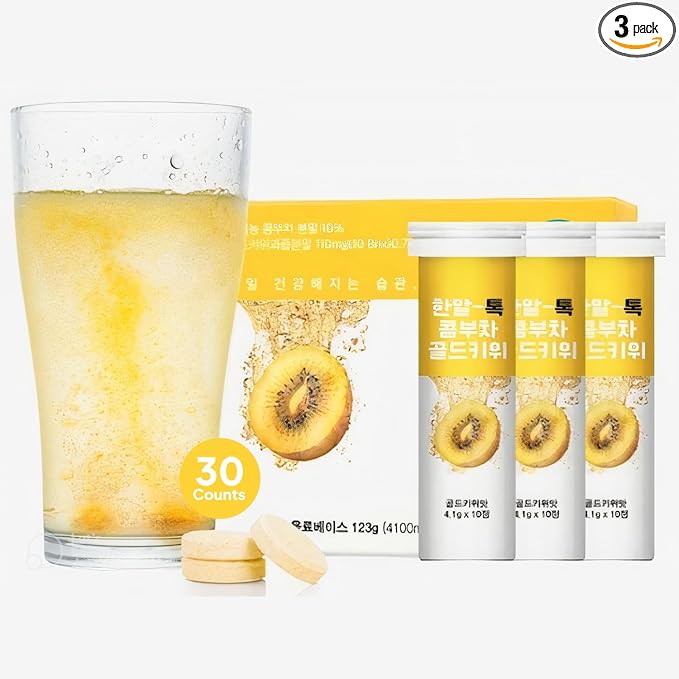 Korean Food Everteen Kombucha Effervescent Drink – Kiwi Flavor, 30 Count, Sugar-Free, Low Calorie, With Probiotics & Prebiotics, Korean Sparkling Fermented Tea Beverage