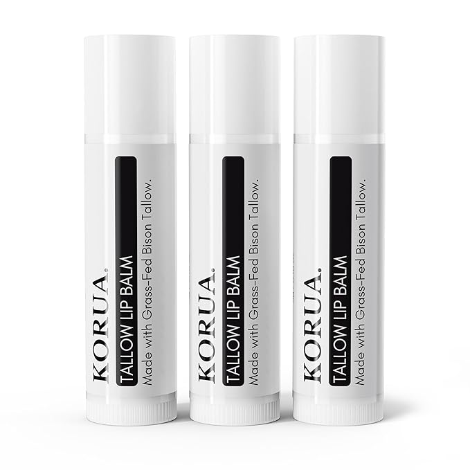 Grass-Fed Bison Tallow Lip Balm (Set of 3) Made with Shea Butter, Honey, and Jojoba Oil