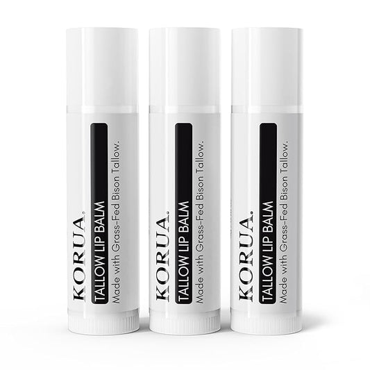 Grass-Fed Bison Tallow Lip Balm (Set of 3) Made with Shea Butter, Honey, and Jojoba Oil