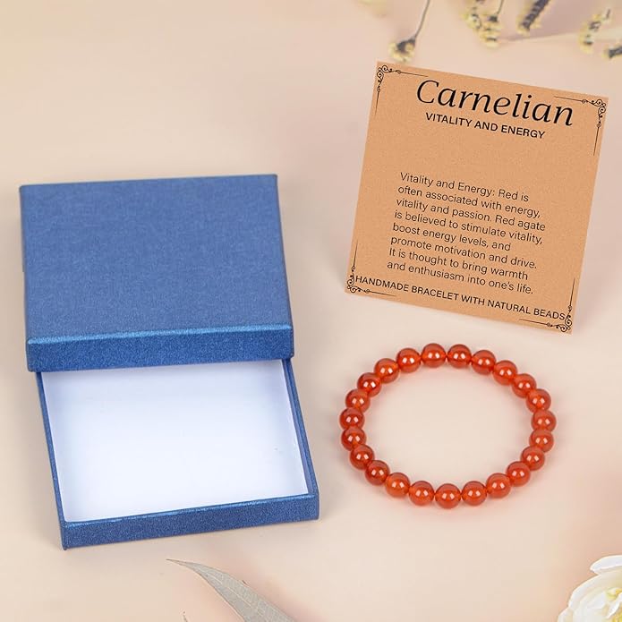 LPBeads Handmade Natural Gemstone Stretch Elastic Bracelet Healing Crystal Round Stone Beads Jewelry Gifts for Women Men