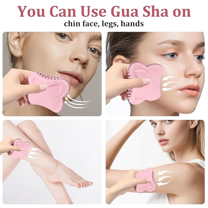 Gua Sha Facial Tools, [2025 NEW]Silicone Guasha Tool for Face Jawline Sculpting and Puffiness Reducing