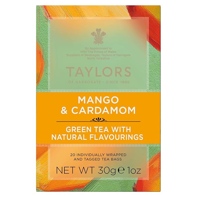 Taylors of Harrogate Mango & Cardamom Green Tea, 20 Teabags (Pack of 6)