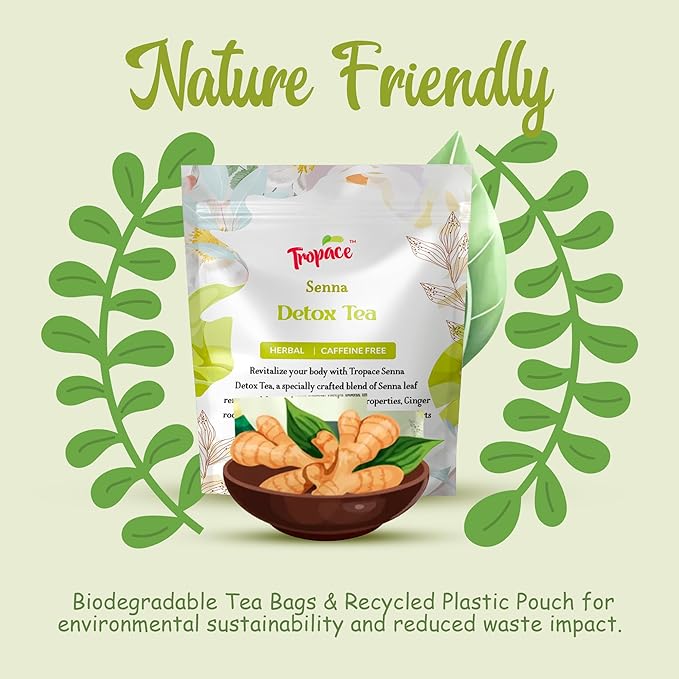 Tropace Senna Leaf Herbal Tea – Caffeine-Free, 20 Tea Bags Infused with Senna, Ginger, Rooibos & Lemon Peel – Rooted in Africa, Packed in USA, 1.8 oz (50g)