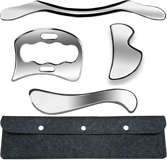 4in1 Professional Stainless Steel Muscle Scraper Tool Set,IASTM Physical Therapy Tools for Soft Tissue Massage,Muscle Scraping Tool