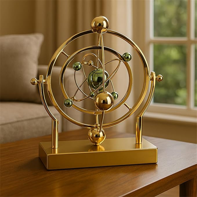 Celestial Orbit Perpetual Motion Pendulum, Kinetic Art Desk Decor, Battery Powered Perpetual Motion Machine, Magnetic Balance Model for Home or Office