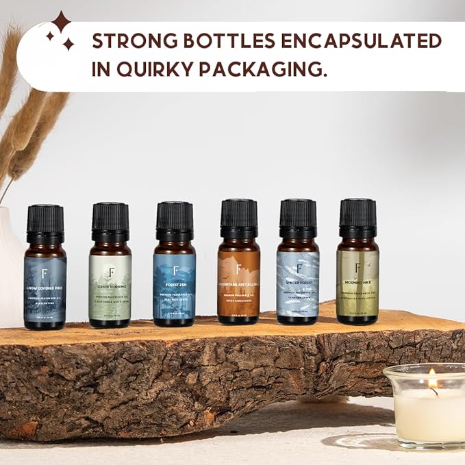 Folkulture Essential Oils for Home | Set of 6 (0.34 fl oz x 6) Sandalwood Essential Oil, Palo Santo Diffuser Oils for Relaxation | Pine & Cedar Oil Scents | Eucalyptus & White Sage Oil for Women