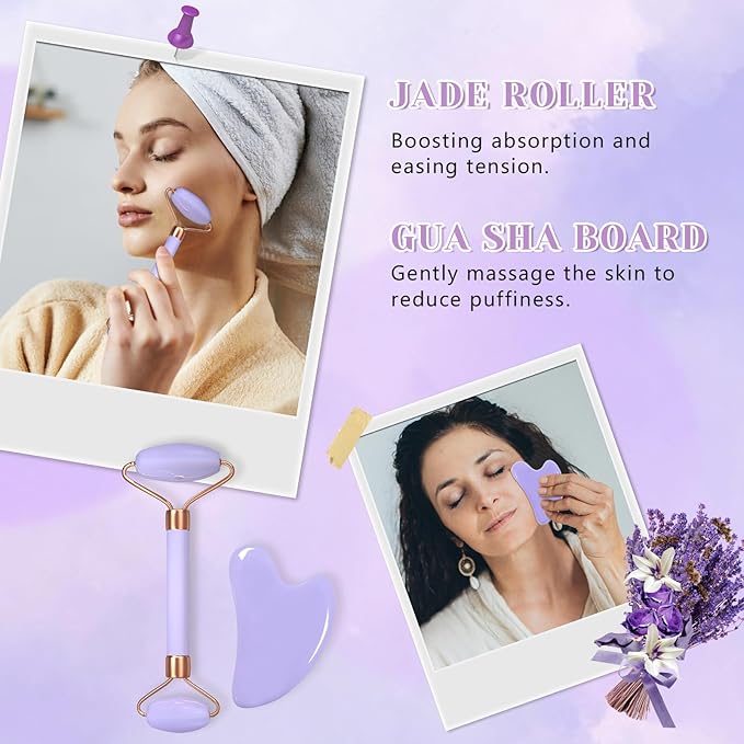 Gifts for Women, Spa Self Care Get Well Soon Gifts with Gua Sha Facial Tools, Thank You Gift for Wife, Coworkers, Friends, Gift Basket for Birthday Anniversary, Mother's Day, Thanksgiving, Christmas