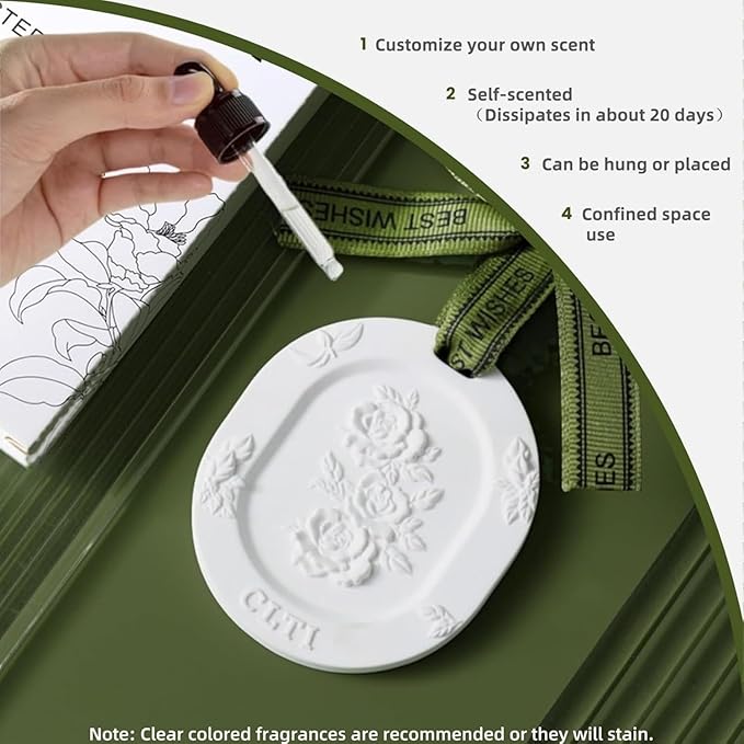 Essential Oil Diffuser, 3pcs Plaster Passive Essential Oil Diffuser for Armoire, Cars, Bathroom Etc. Non-Electric, Battery-Free, Improves Sleep, and Relieves Stress, Sage Green