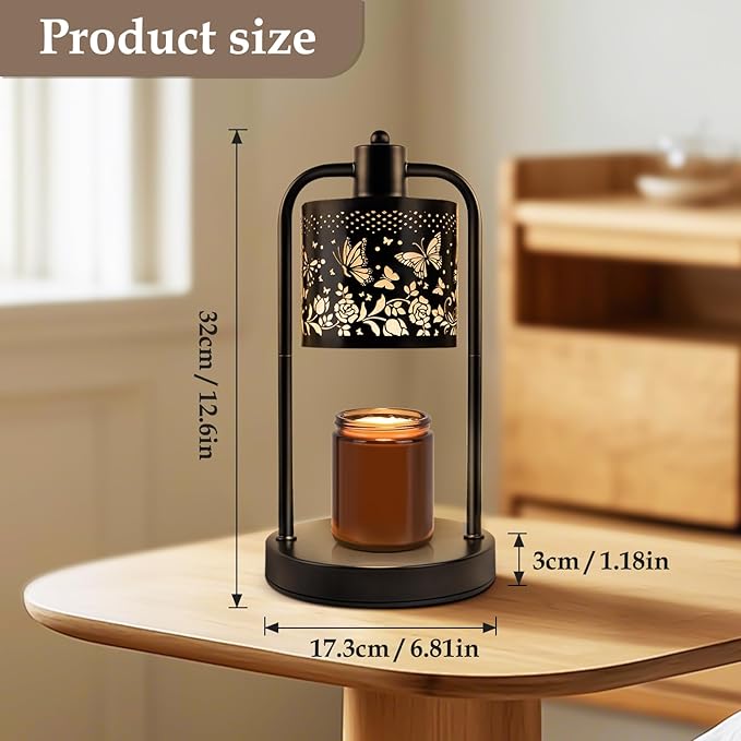 Candle Warmer Lamp Electric with Timer: Wax Melts Warmer - Dimmable Candle Warmer with Replacement Bulbs, Bedroom Home Decor Compatible with Various Candles