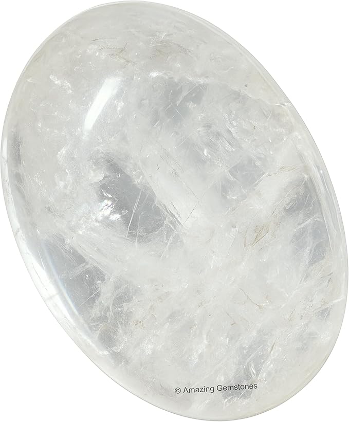 Amazing Gemstone Clear Quartz Crystals and Healing Stones - Large Palm Stone Crystals Piedra - Crystal for Good Luck, Balanced Positive Energy, Meditation - Unique Stocking Stuffers & Birthday Gifts