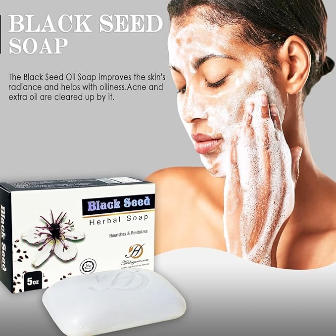 HERBOGANIC Blackseed Herbal Soap | Pack of 6 of 5oz soap Bar | Ideal for Men and Women, Soothing and Nourishing Soap for Moisturization
